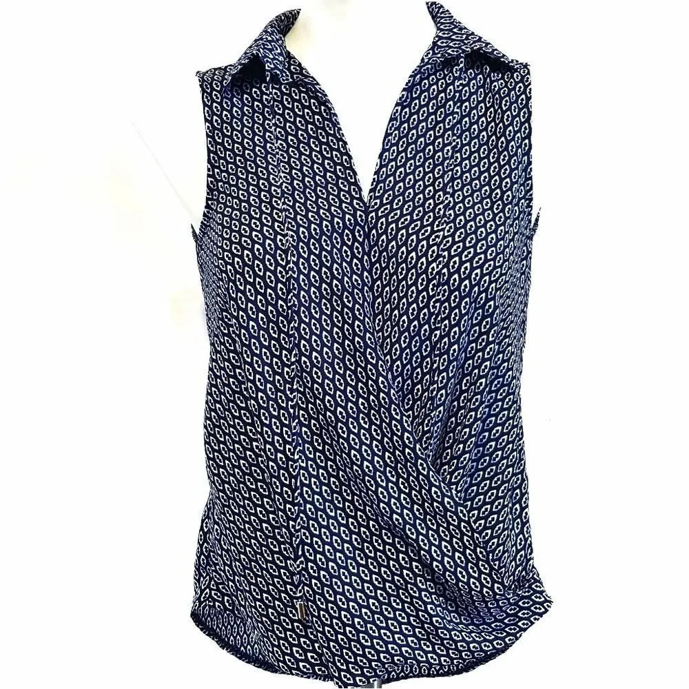 RIVER ISLAND | Navy Blue Surplice Faux Wrap Small
